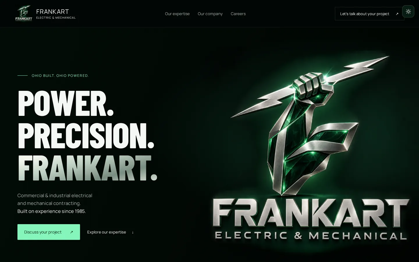 Frankart Electric, shown at desktop width