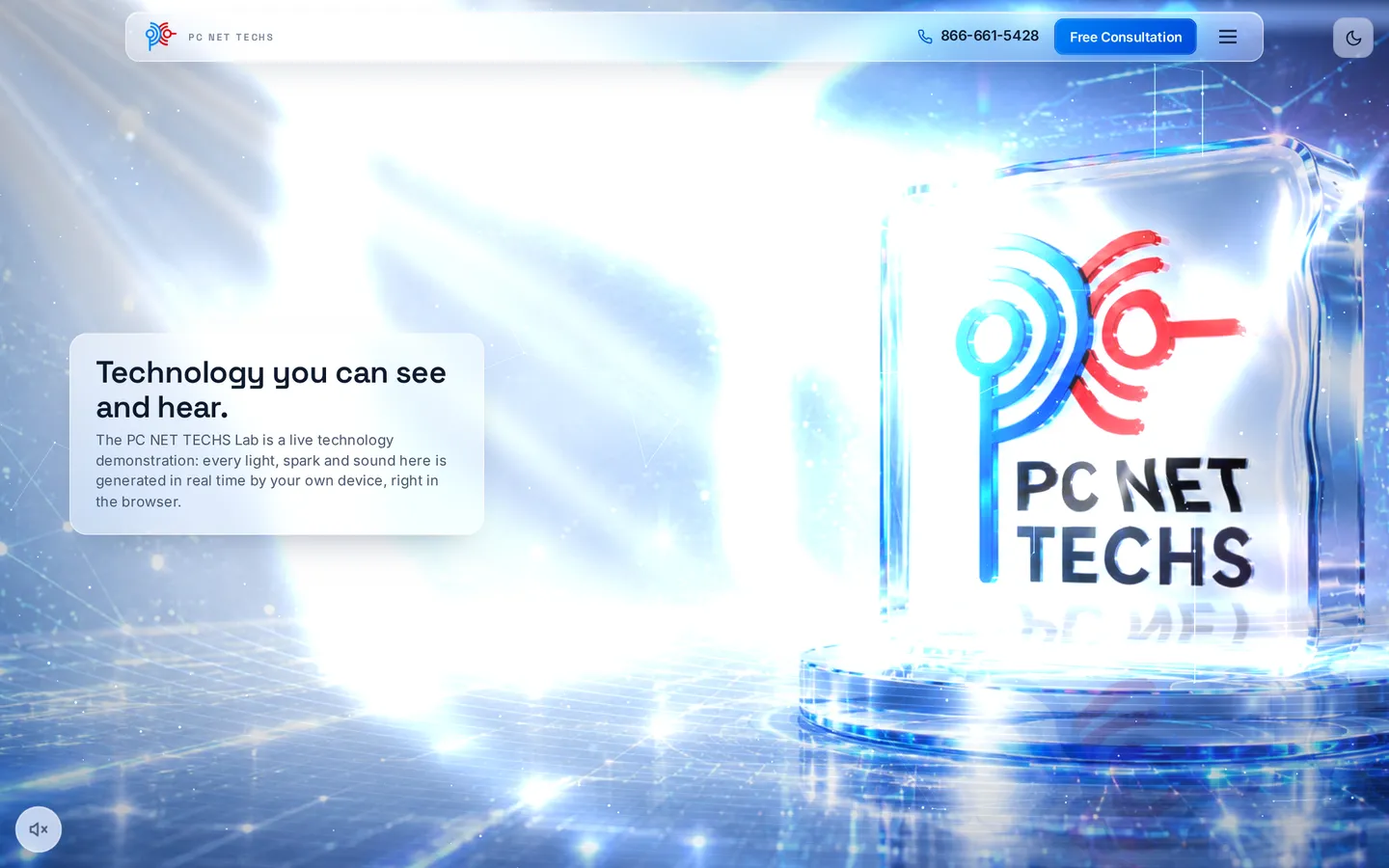The PC NET TECHS Lab, shown at desktop width