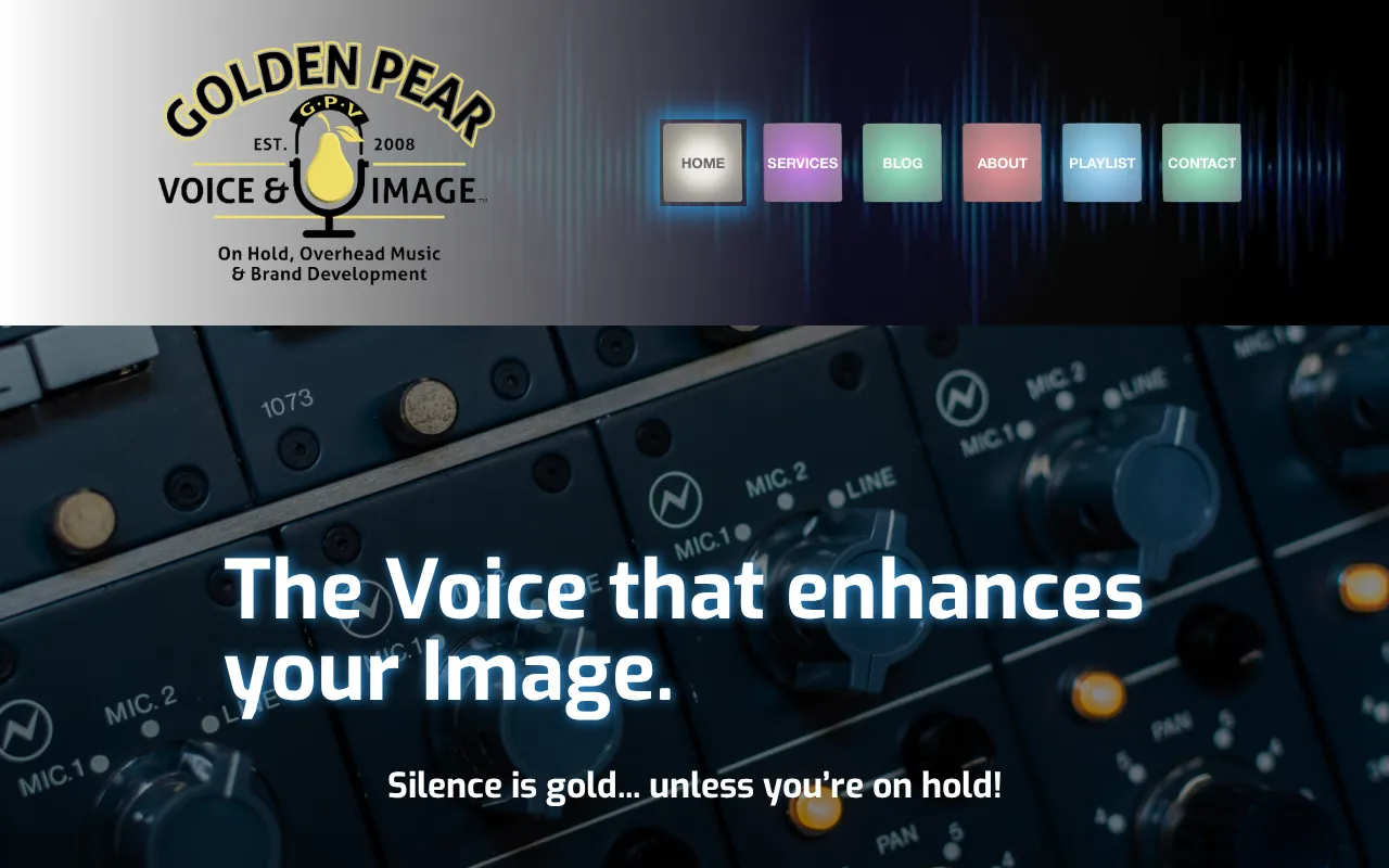 Golden Pear Voice and Image website on a computer monitor, before the rebuild